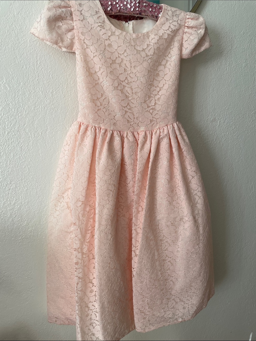 Girls' Pink Lace Party Dress